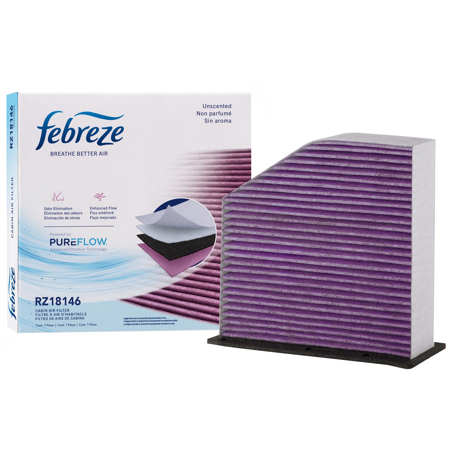 Febreze Odor Control Cabin Air Filter by PUREFLOW RZ18146 | Fits 2007 Volkswagen Eos