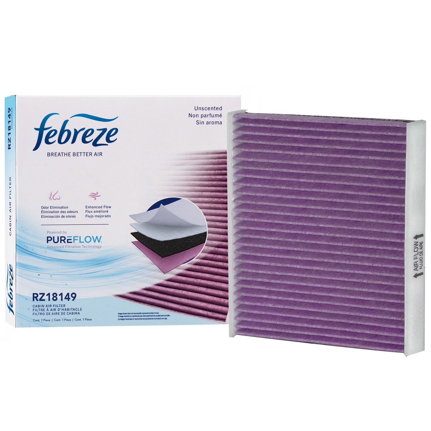 Febreze Odor Control Cabin Air Filter by PUREFLOW RZ18149 | Fits 2008 Toyota Prius