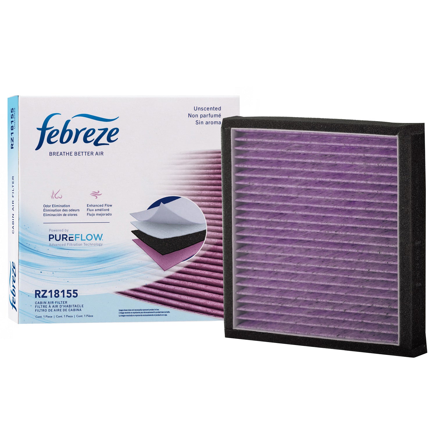 Febreze Odor Control Cabin Air Filter by PUREFLOW RZ18155 | Fits 2005 Toyota Highlander