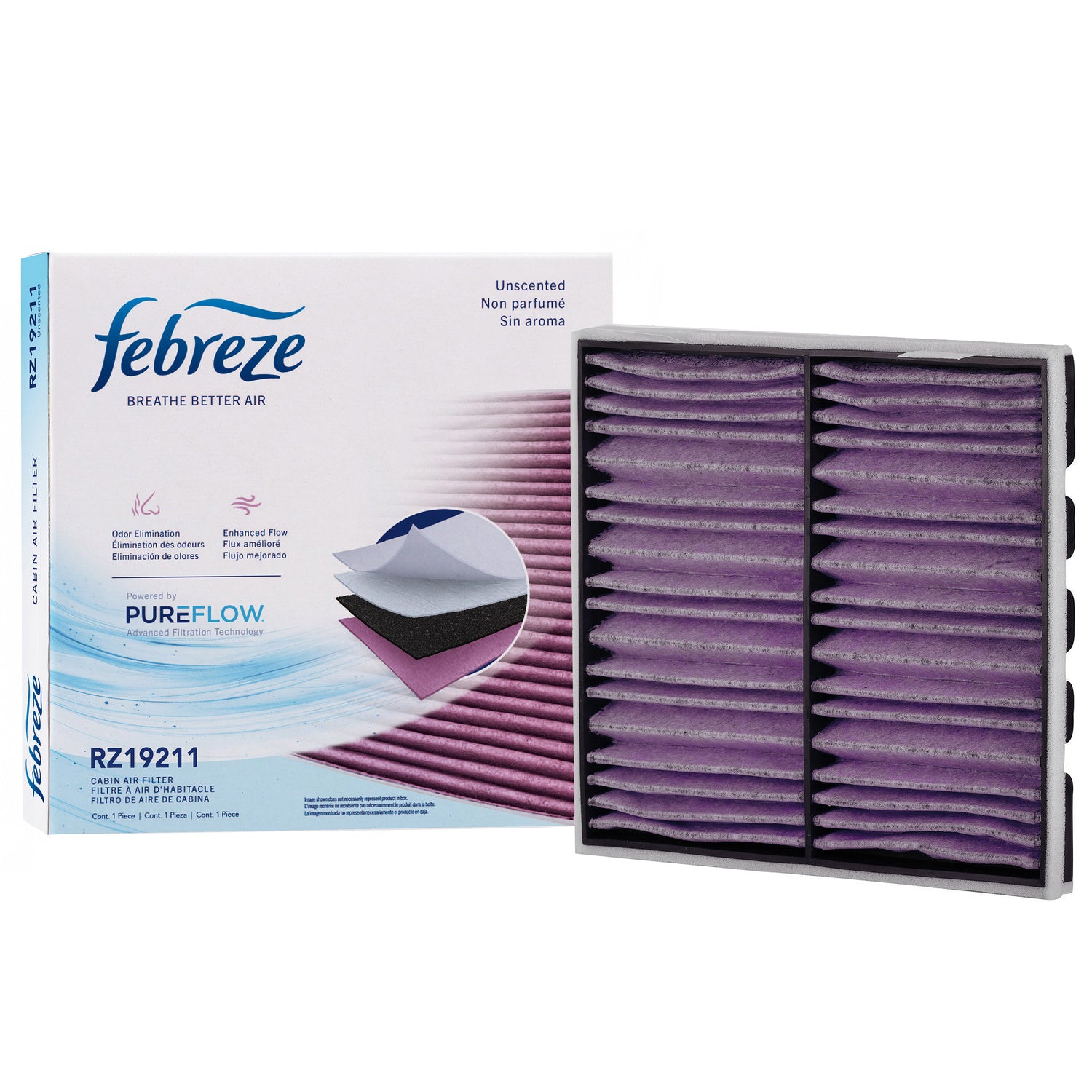 Febreze Odor Control Cabin Air Filter by PUREFLOW RZ19211 | Fits 2009 GMC Sierra 2500 HD