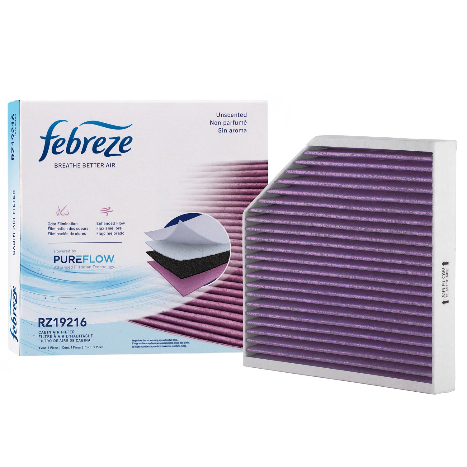 Febreze Odor Control Cabin Air Filter by PUREFLOW RZ19216 | Fits 2015 Audi RS7
