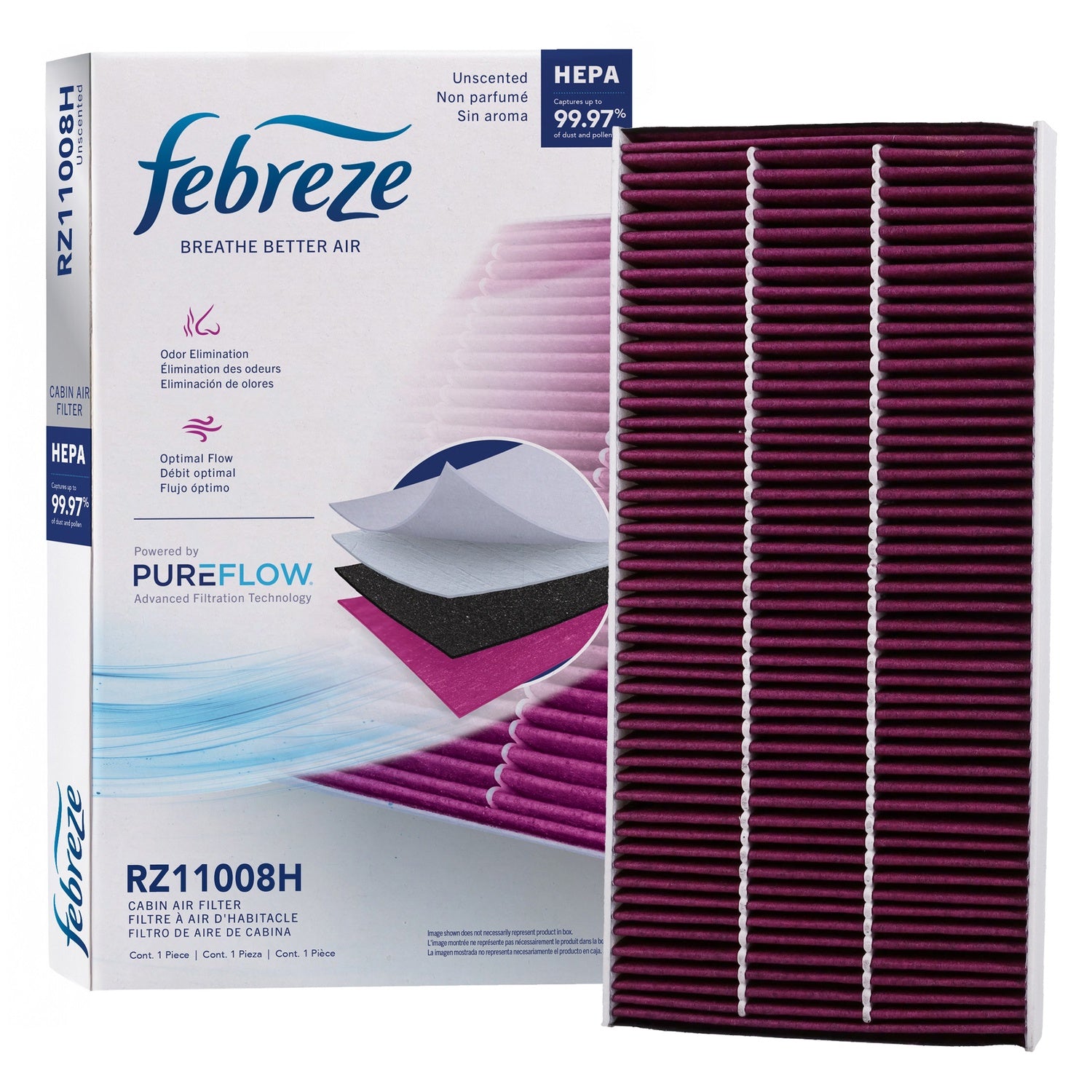 Febreze Odor Control HEPA Cabin Air Filter by PUREFLOW RZ11008H | Fits 2022 Audi Q4 e-tron