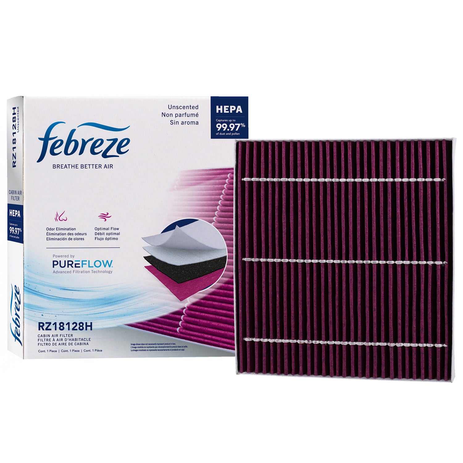 Febreze Odor Control HEPA Cabin Air Filter by PUREFLOW RZ18128H | Fits 2026 Kia K5