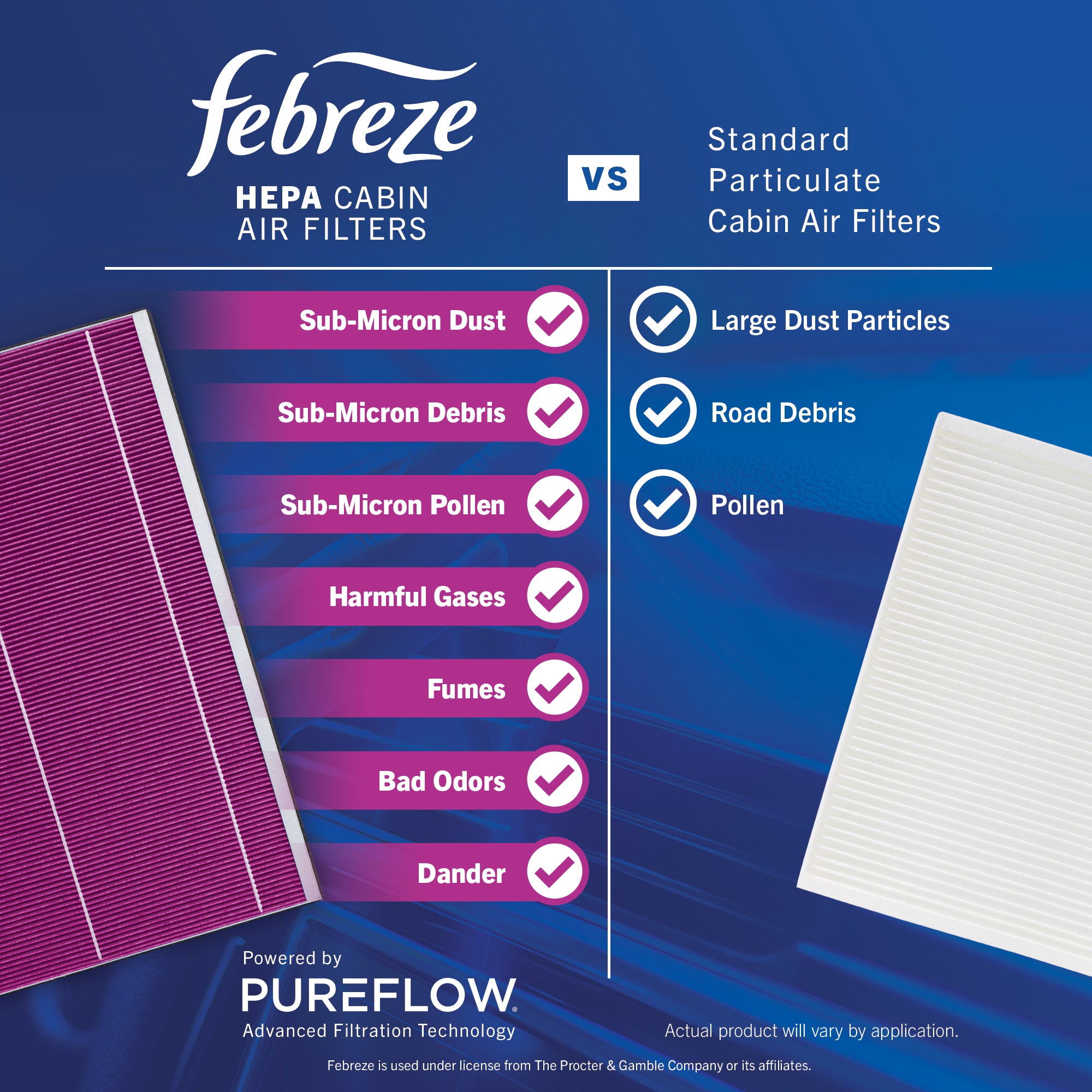 Febreze Odor Control HEPA Cabin Air Filter by PUREFLOW RZ18151H | Fits 2023 BMW 330e