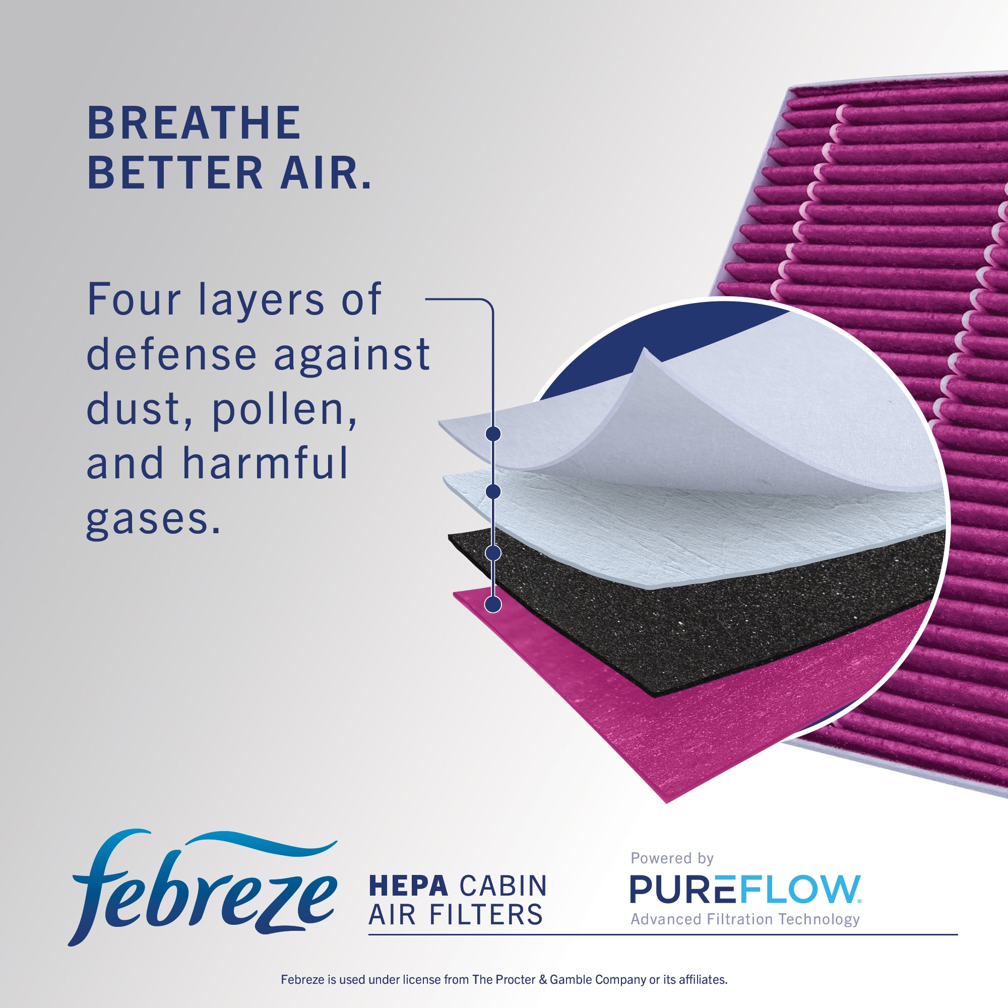 Febreze Odor Control HEPA Cabin Air Filter by PUREFLOW RZ18162H | Fits 2024 Audi SQ8 e-tron