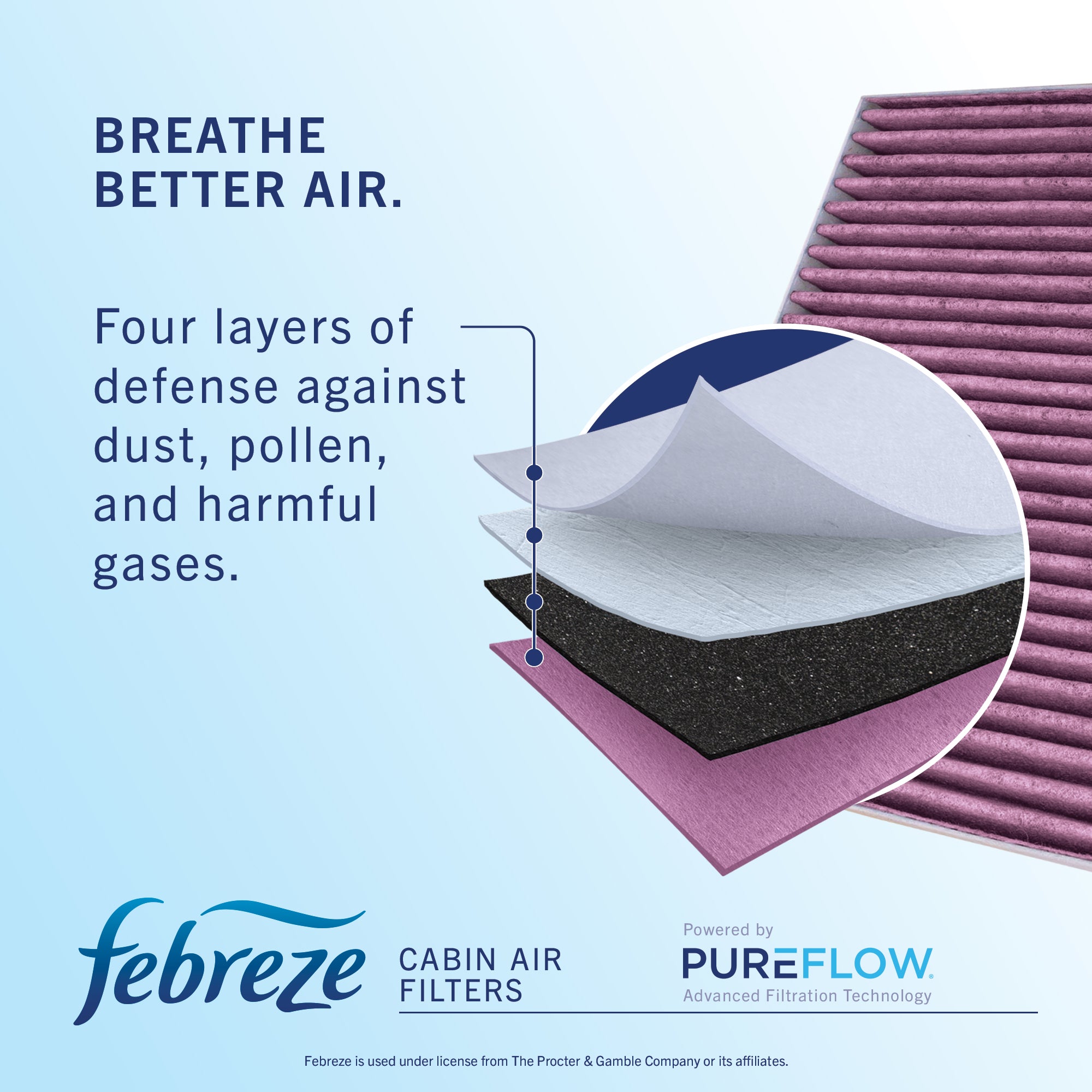 Febreze Odor Control Cabin Air Filter by PUREFLOW RZ18110 | Fits 2024 Ford F-150