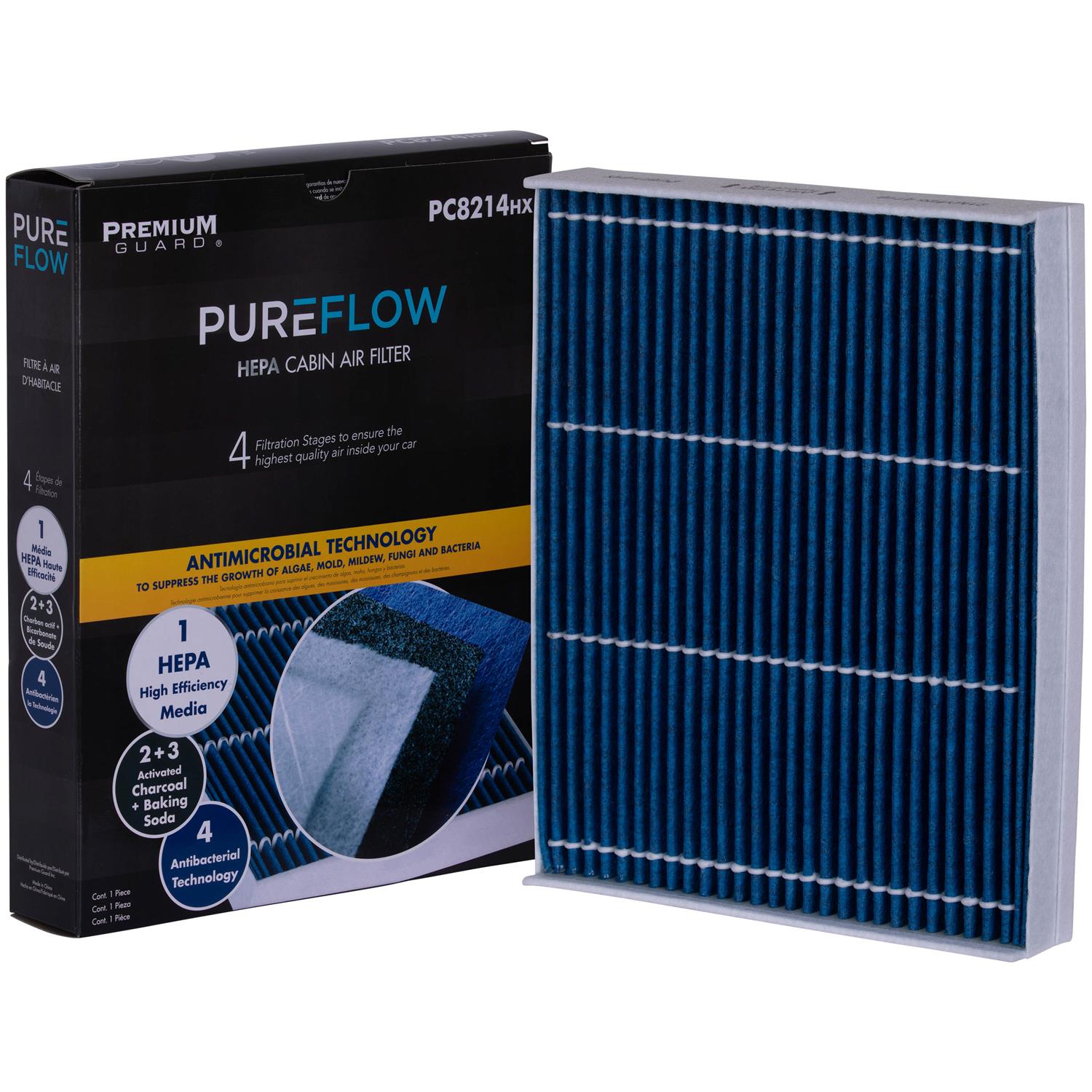 PUREFLOW 2015 Ford F-150 Cabin Air Filter with HEPA and Antibacterial Technology, PC8214HX