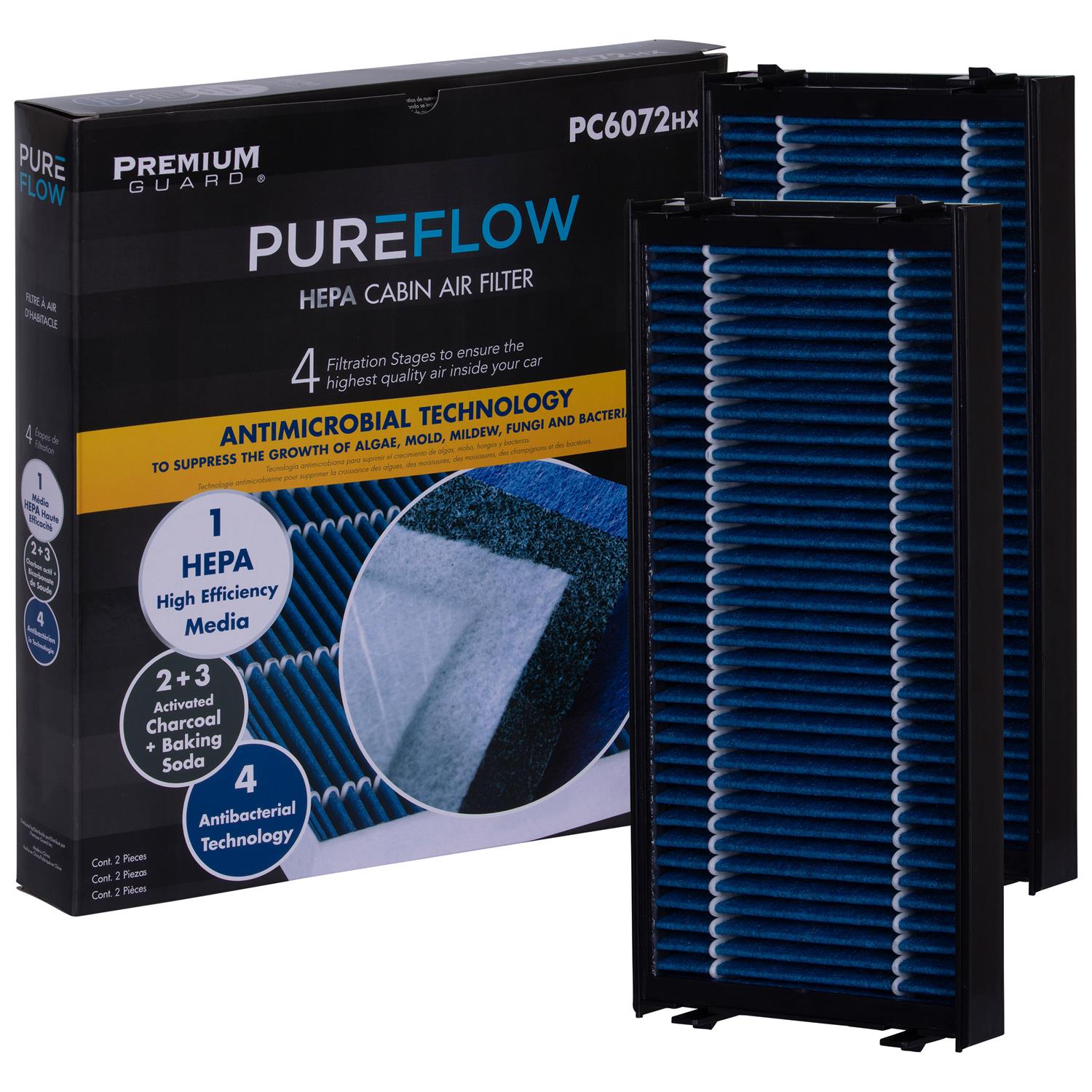 PUREFLOW 2017 BMW X5 Cabin Air Filter with HEPA and Antibacterial Technology, PC6072HX