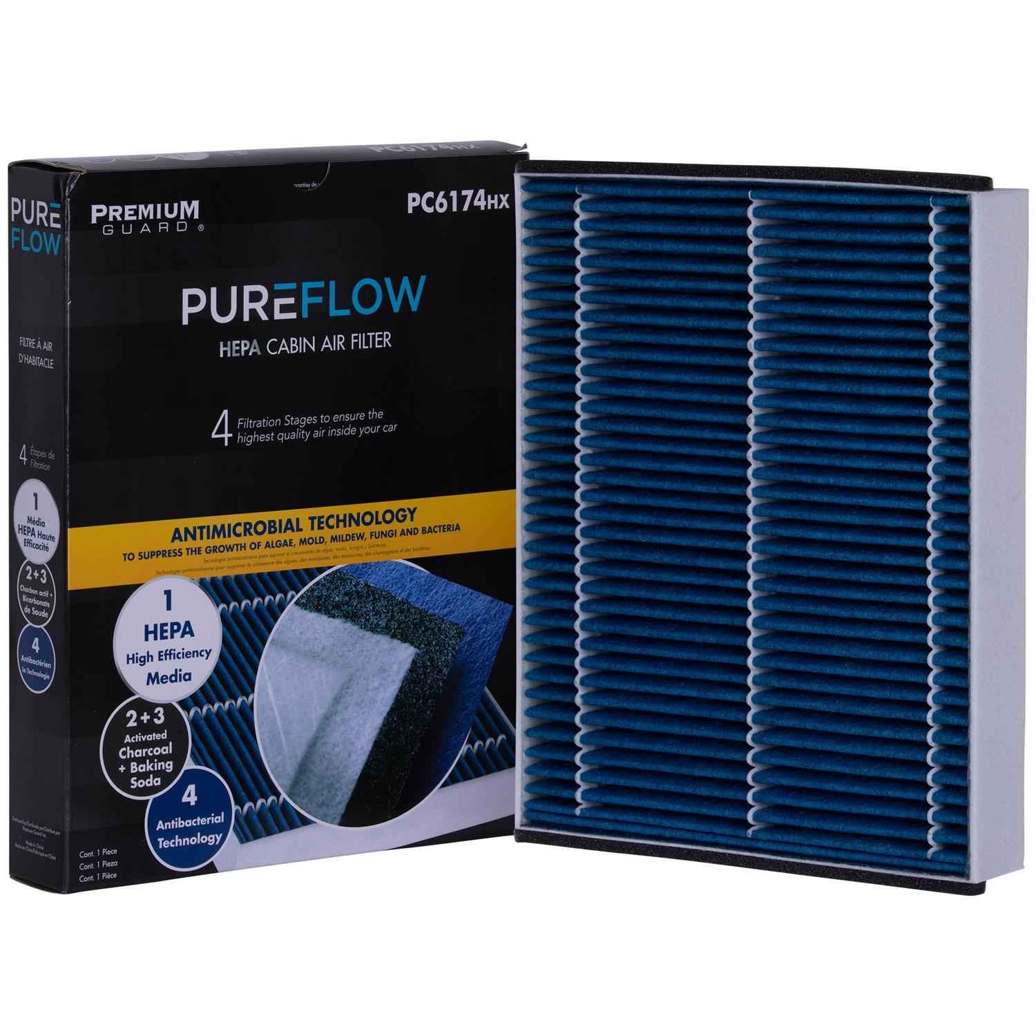 PUREFLOW 2016 Ford Focus Cabin Air Filter with HEPA and Antibacterial Technology, PC6174HX