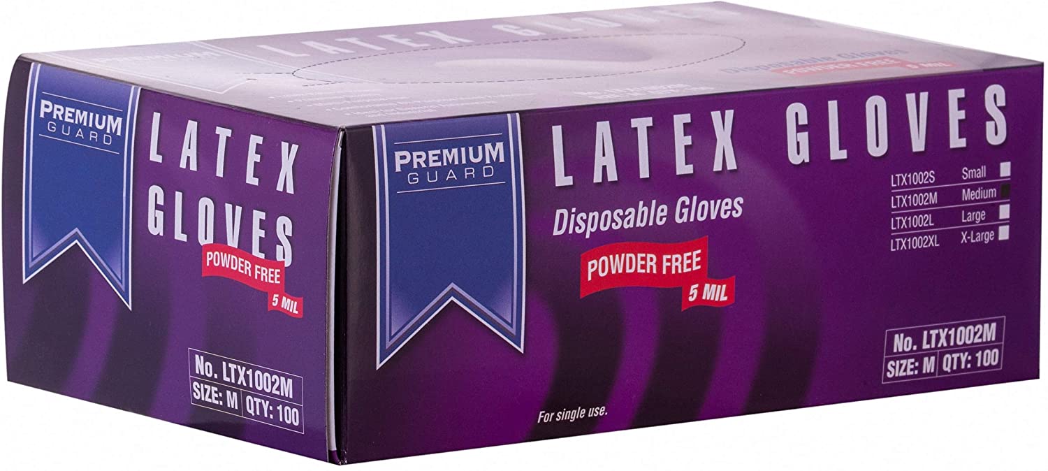 Premium Guard - Latex Gloves LTX1002, 100 Gloves per Box